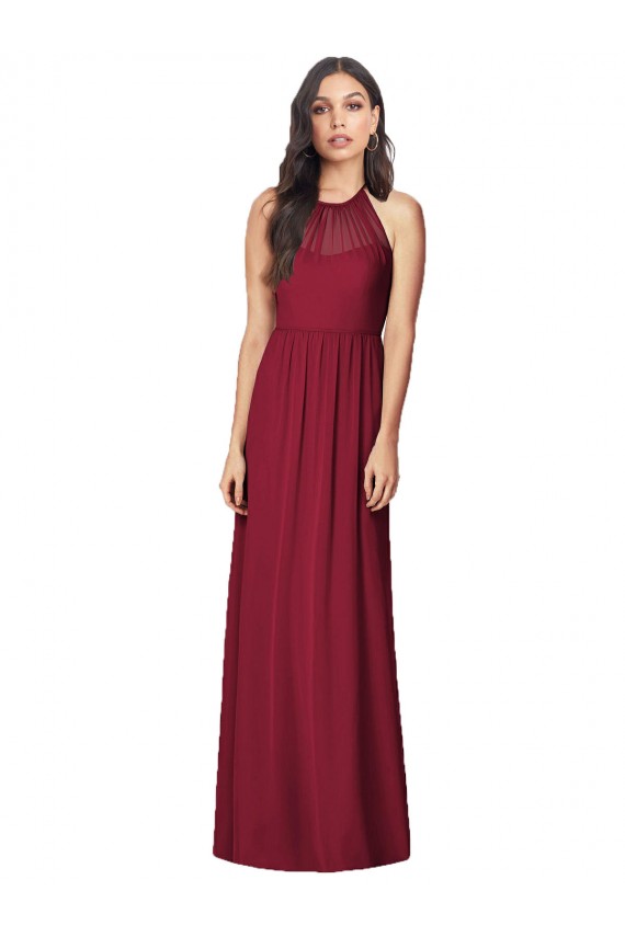 Sleeveless Burgundy Trumpet Halter Neck Bridesmaid Dress Maidstone