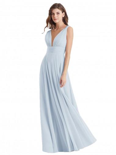 Sleeveless Sea Glass Tie Back A-Line V-Neck Bridesmaid Dress Maidstone
