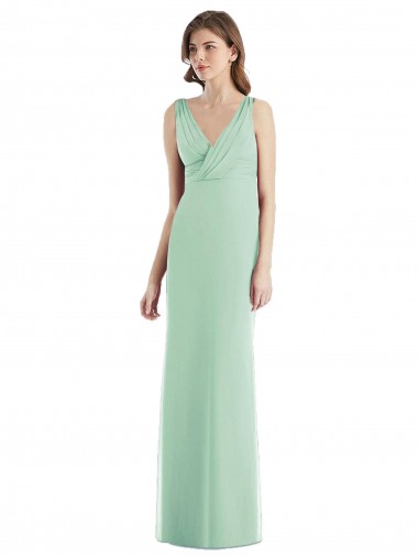 Sleeveless Mint Green Open Back Trumpet V-Neck Bridesmaid Dress / Evening Dress Maidstone