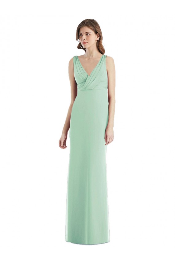 Sleeveless Mint Green Open Back Trumpet V-Neck Bridesmaid Dress / Evening Dress Maidstone