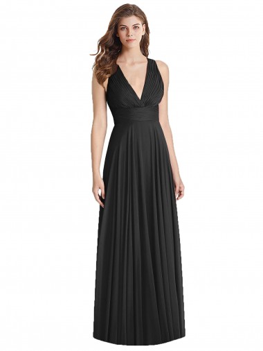 Sleeveless Black Criss Cross Back A-Line V-Neck Bridesmaid Dress Maidstone