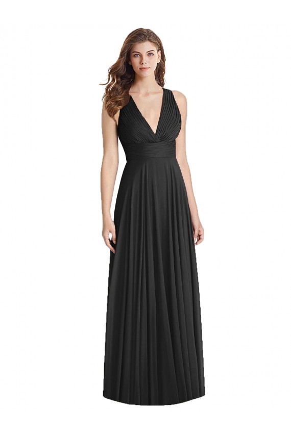 Sleeveless Black Criss Cross Back A-Line V-Neck Bridesmaid Dress Maidstone