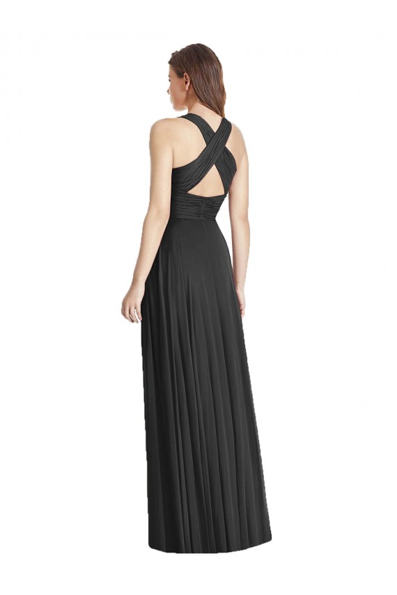 Sleeveless Black Criss Cross Back A-Line V-Neck Bridesmaid Dress Maidstone