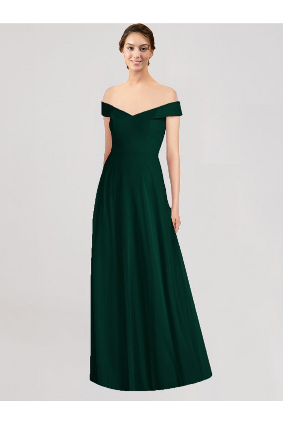 Sleeveless Ever Green A-Line Off the Shoulder Formal Dress / Bridesmaid Dress Maidstone