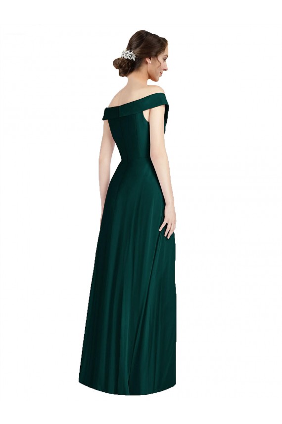 Sleeveless Ever Green A-Line Off the Shoulder Formal Dress / Bridesmaid Dress Maidstone
