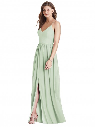 Sleeveless Sage Criss Cross Back A-Line Spaghetti Straps Semi Formal Evening Dress / Bridesmaid Dress Maidstone