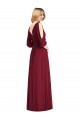 Bell Sleeves Burgundy V-Back Trumpet V-Neck Formal Dress / Bridesmaid Dress Maidstone