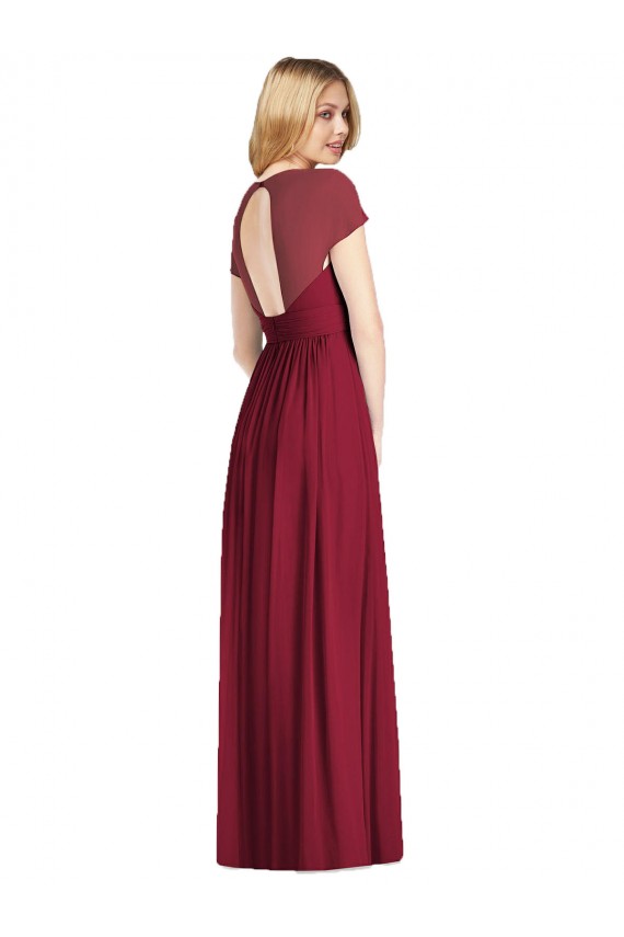 Cap Sleeves Dark Navy Open Back Trumpet V-Neck Bridesmaid Dress Maidstone