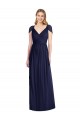 Cap Sleeves Dark Navy Open Back Trumpet V-Neck Bridesmaid Dress Maidstone