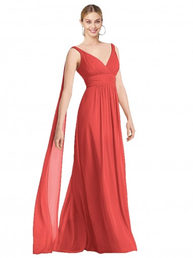 Sleeveless Firecracker Low Back A-Line V-Neck Bridesmaid Dress Maidstone
