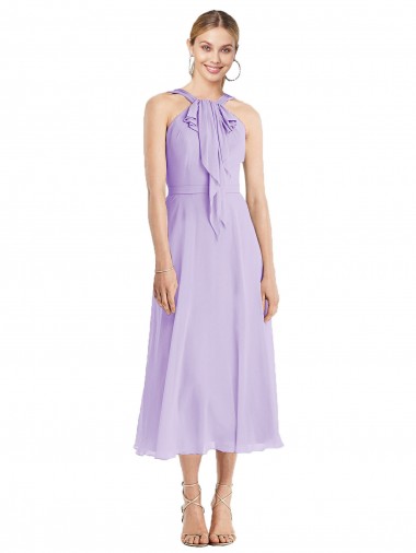 Sleeveless Lilac V-Back A-Line Halter Neck Prom Dress / Bridesmaid Dress Maidstone