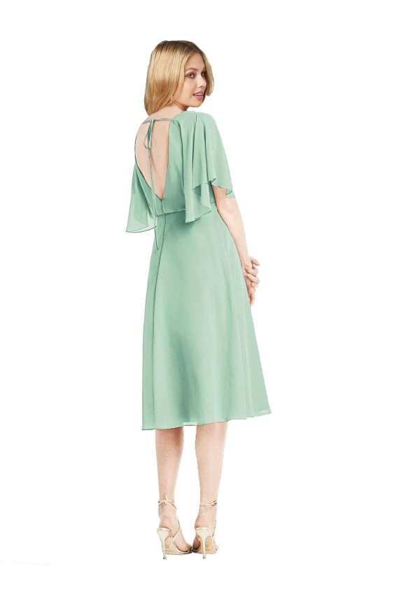 Flutter Sleeves Mint Green Open Back A-Line Bridesmaid Dress Maidstone