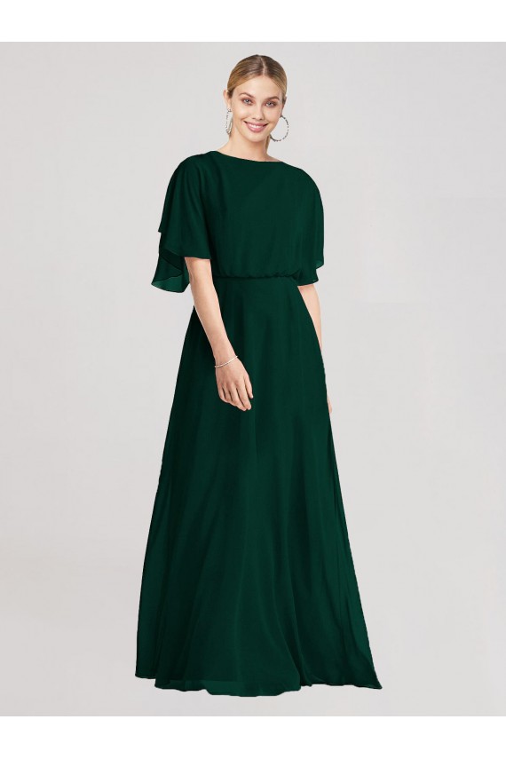 Flutter Sleeves Ever Green Open Back A-Line Round Neck Bridesmaid Dress Maidstone