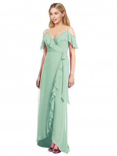 Cold Shoulder Mint Green Trumpet Spaghetti Straps High Low Bridesmaid Dress Maidstone