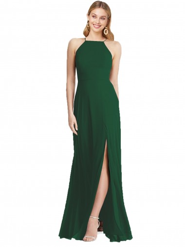 Sleeveless Dark Green A-Line Spaghetti Straps Semi Formal Evening Dress / Bridesmaid Dress Maidstone