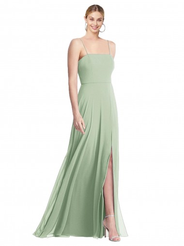 Sleeveless Sage Low Back Trumpet Spaghetti Straps Formal Evening Gown / Bridesmaid Dress Maidstone