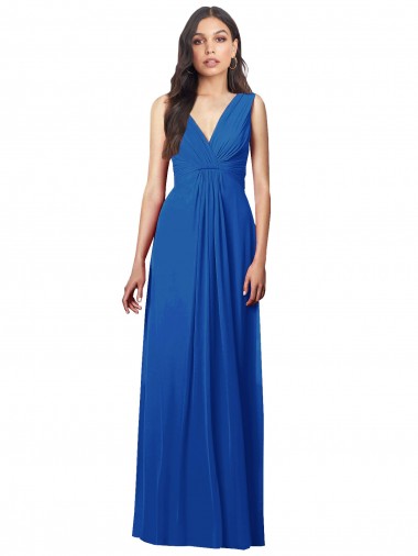 Sleeveless Royal Blue V-Back A-Line V-Neck Semi Formal Evening Dress / Bridesmaid Dress Maidstone