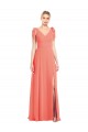 Sleeveless Coral V-Back Trumpet V-Neck Bridesmaid Dress Maidstone