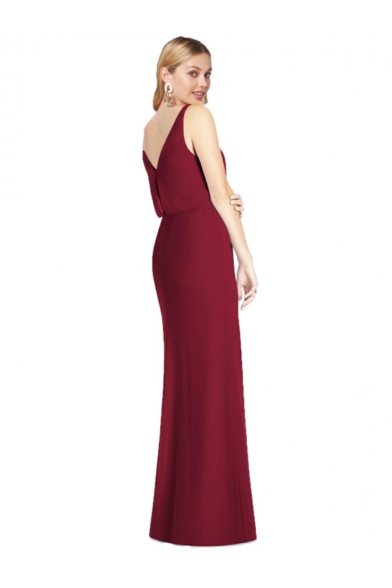 Sleeveless Dusty Pink V-Back Mermaid V-Neck Bridesmaid Dress Maidstone