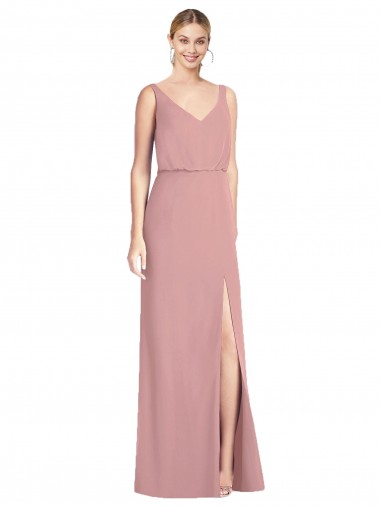 Sleeveless Dusty Pink V-Back Mermaid V-Neck Bridesmaid Dress Maidstone