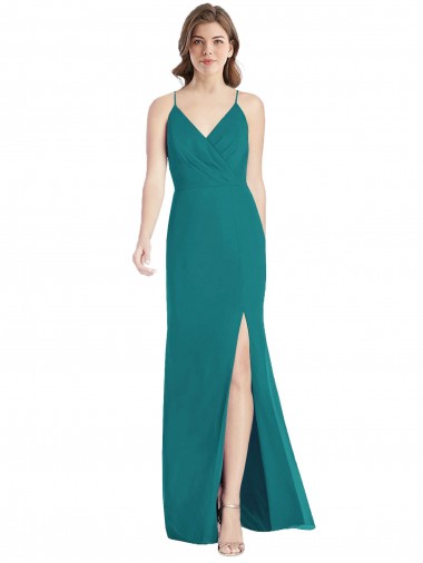 Sleeveless Hunter Criss Cross Back Mermaid Spaghetti Straps Bridesmaid Dress Maidstone