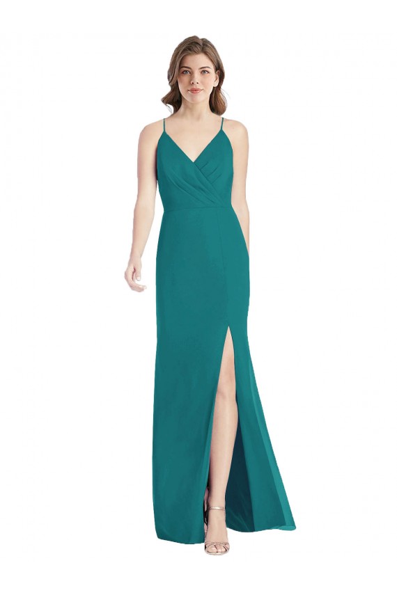 Sleeveless Hunter Criss Cross Back Mermaid Spaghetti Straps Bridesmaid Dress Maidstone