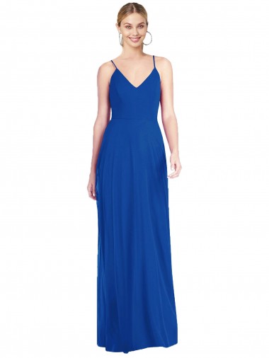 Sleeveless Royal Blue Criss Cross Back A-Line Spaghetti Straps Formal Dress / Bridesmaid Dress Maidstone