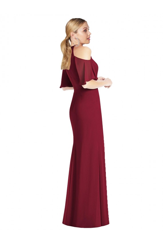Cold Shoulder Sage Mermaid Halter Neck Semi Formal Evening Dress / Bridesmaid Dress Maidstone