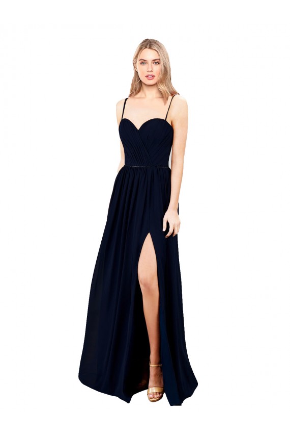 Sleeveless Dark Navy A-Line Spaghetti Straps Formal Evening Gown / Bridesmaid Dress Maidstone