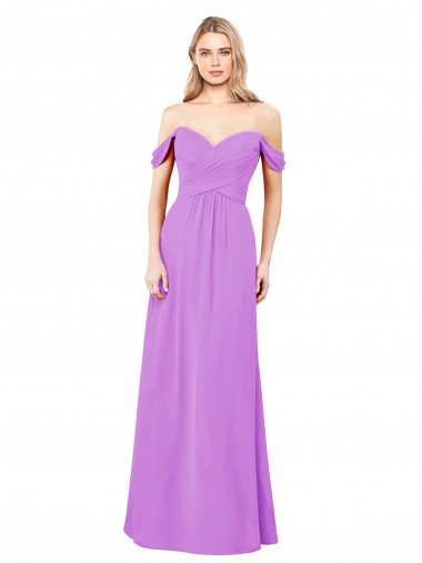 Sleeveless Violet A-Line Off the Shoulder Bridesmaid Dress Maidstone