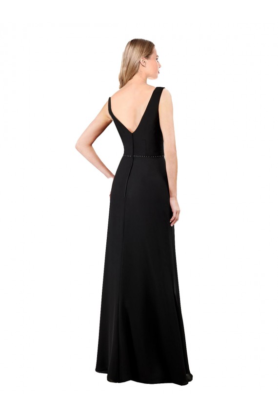 Sleeveless Black V-Back A-Line V-Neck Prom Dress / Bridesmaid Dress Maidstone