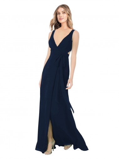 Sleeveless Dark Navy A-Line V-Neck Bridesmaid Dress / Evening Dress Maidstone