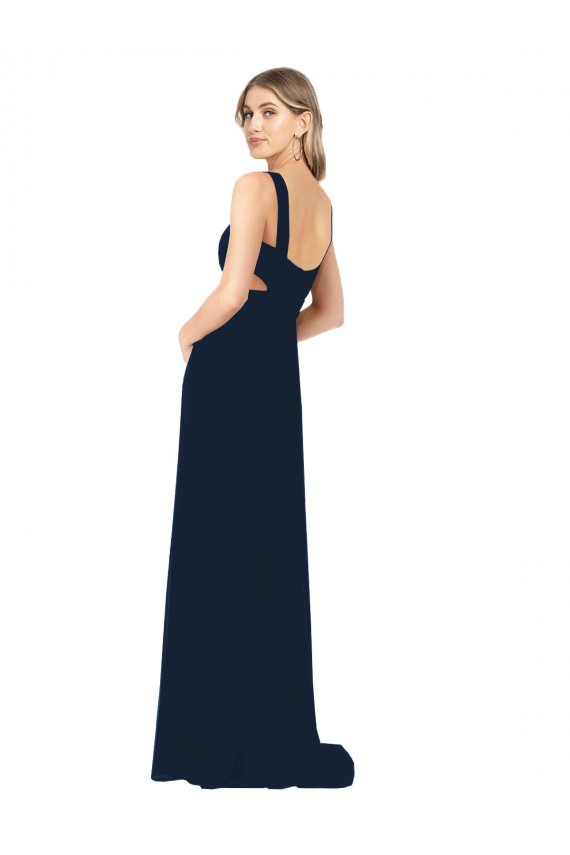 Sleeveless Dark Navy A-Line V-Neck Bridesmaid Dress / Evening Dress Maidstone