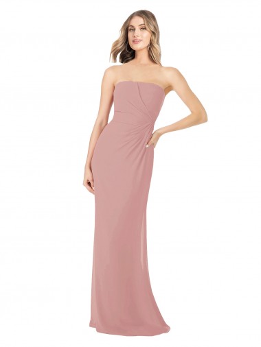 Sleeveless Dusty Pink Sheath Strapless Bridesmaid Dress Maidstone