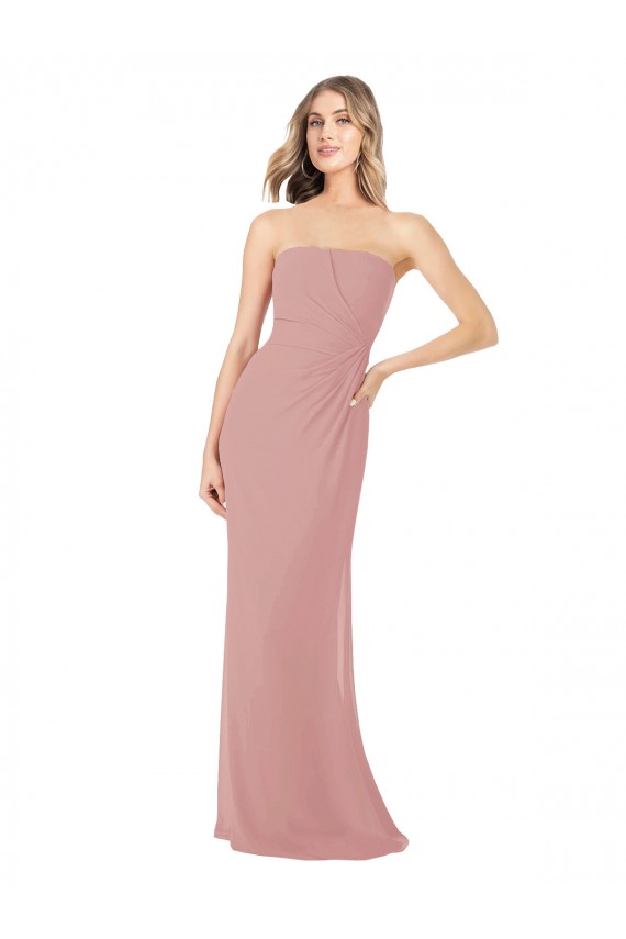 Sleeveless Dusty Pink Sheath Strapless Bridesmaid Dress Maidstone