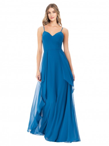 Sleeveless Peacock Blue A-Line Spaghetti Straps Bridesmaid Dress Maidstone