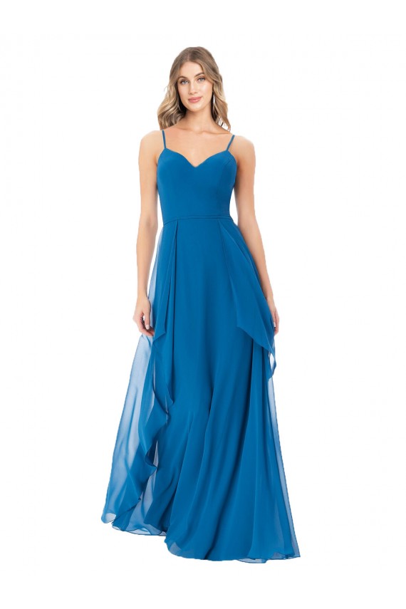 Sleeveless Peacock Blue A-Line Spaghetti Straps Bridesmaid Dress Maidstone