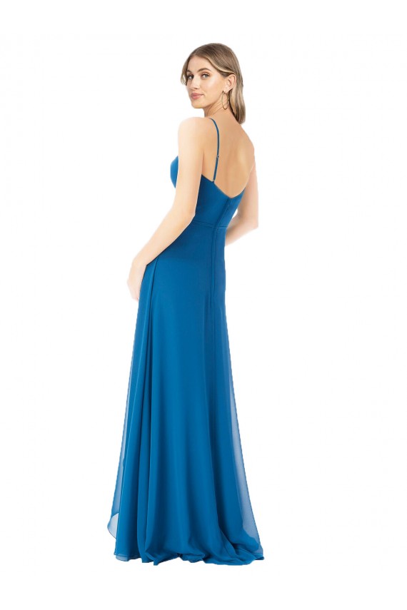 Sleeveless Peacock Blue A-Line Spaghetti Straps Bridesmaid Dress Maidstone