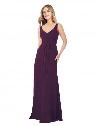 Sleeveless Grape A-Line Chiffon V-Neck Bridesmaid Dress Maidstone
