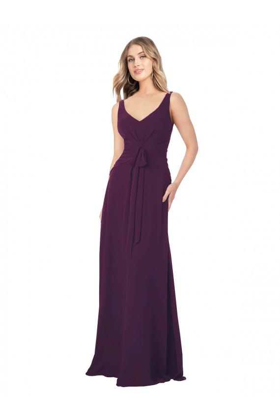 Sleeveless Grape A-Line Chiffon V-Neck Bridesmaid Dress Maidstone