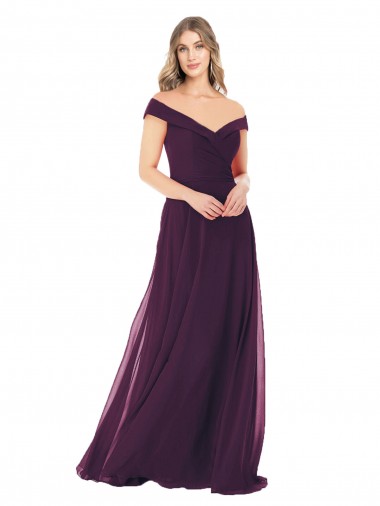 Sleeveless Grape A-Line Off the Shoulder Bridal Party Dress Maidstone