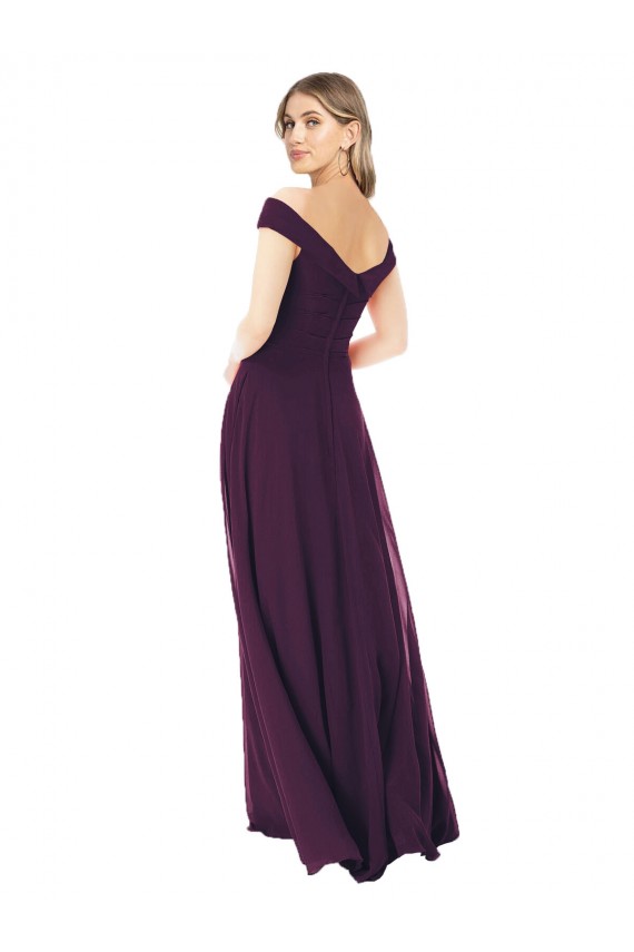 Sleeveless Grape A-Line Off the Shoulder Bridal Party Dress Maidstone