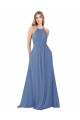 Sleeveless Windsor Blue Open Back A-Line High Neck Bridesmaid Dress Maidstone