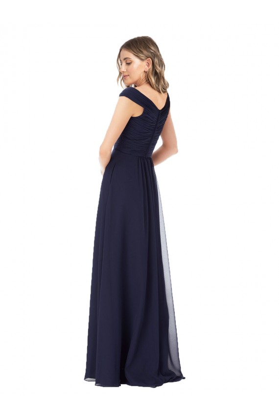 Sleeveless Dark Navy A-Line Off the Shoulder Evening Dress / Bridesmaid Dress Maidstone