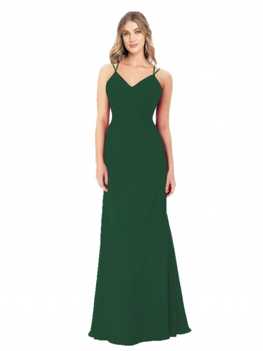 Sleeveless Dark Green A-Line V-Neck Bridesmaid Dress Maidstone