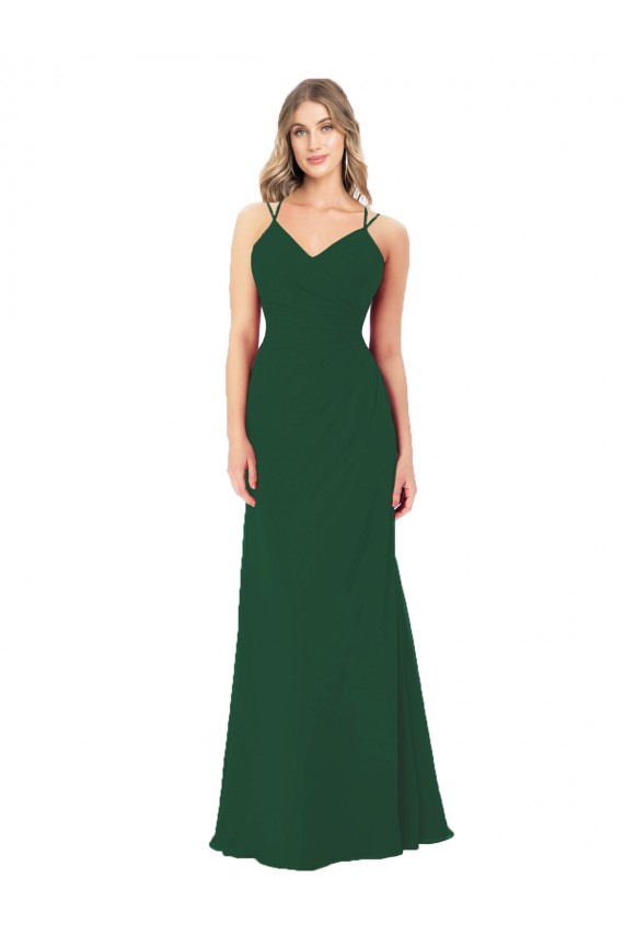 Sleeveless Dark Green A-Line V-Neck Bridesmaid Dress Maidstone