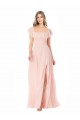 Cap Sleeves Pink A-Line Square Neck Formal Dress / Bridesmaid Dress Maidstone