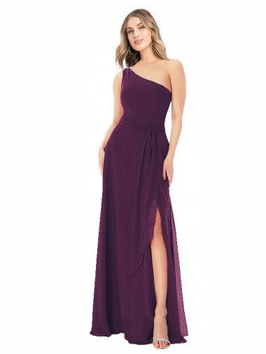 Sleeveless Grape A-Line One Shoulder Formal Dress / Bridesmaid Dress Maidstone