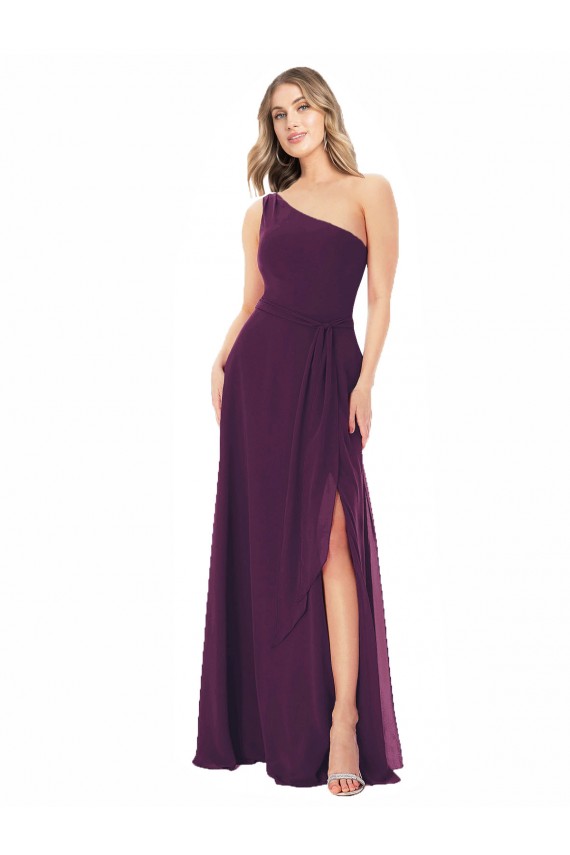 Sleeveless Grape A-Line One Shoulder Formal Dress / Bridesmaid Dress Maidstone