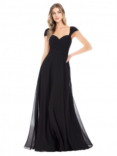 Cap Sleeves Black A-Line Sweetheart Bridesmaid Dress Maidstone